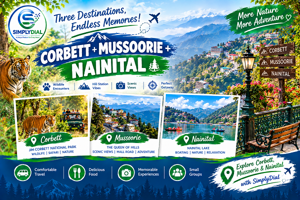Corbett + Mussoorie + Nainital Tour